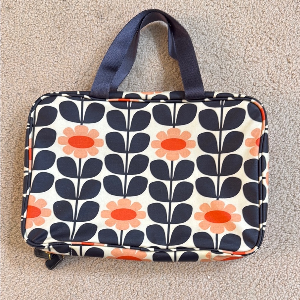 Orla Kiely x Target Orange and Black Cosmetic Bag with Retro Pattern